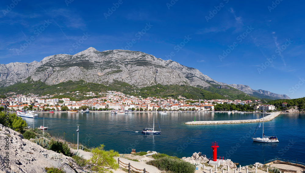 Panoramic view of the city of Makarska, Croatia