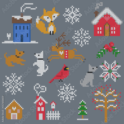 christmas cross stitch elements