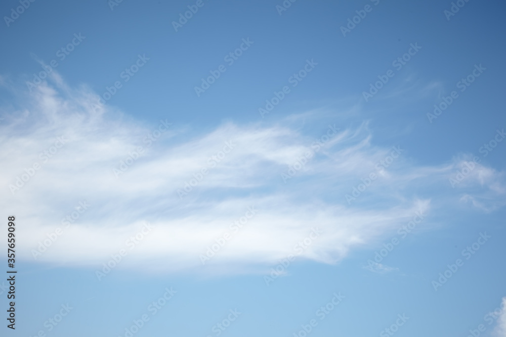 White fluffy clouds on a blue sky.