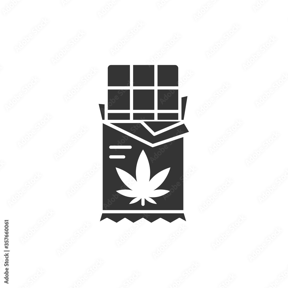 Chocolate with marijuana black glyph icon. Narcotic substance. CBD sweet product sign. Pictogram for web page, mobile app, promo. UI UX GUI design element Chocolate with marijuana black glyph icon. Narcotic substance. CBD sweet product sign. Pictogram for web page, mobile app, promo. UI UX GUI design element