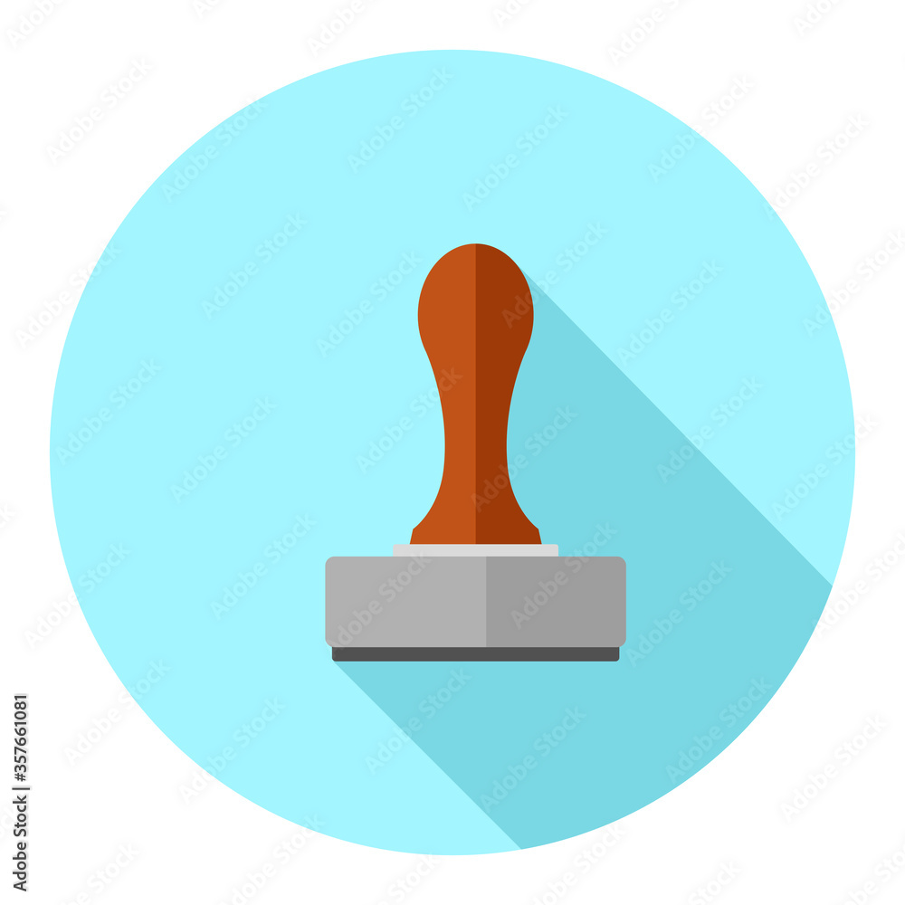 Rubber Stamp Sign Symbol - Flat Icon Long Shadow Vector Illustration. Rubber Stamp Sign Symbol - Flat Icon Long Shadow Vector Illustration.