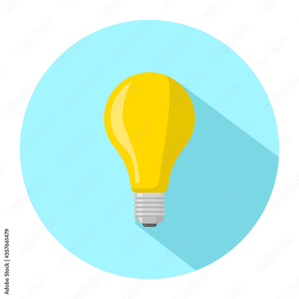 Light Bulb Flat Icon Long Shadow - Vector Illustration. Light Bulb Flat Icon Long Shadow - Vector Illustration.