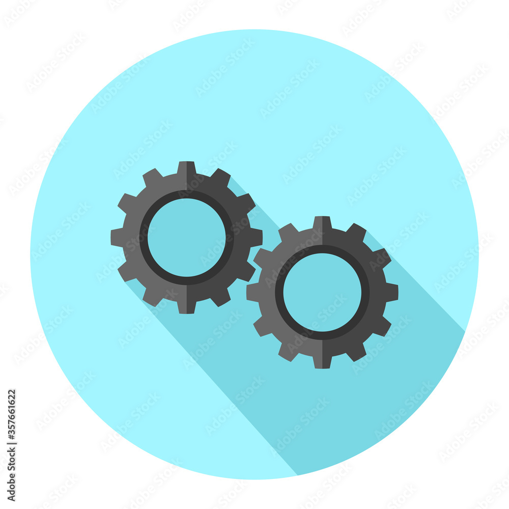 Gear Icon Cogwheel Spinning Technology - Flat Icon Long Shadow Vector Illustration. Gear Icon Cogwheel Spinning Technology - Flat Icon Long Shadow Vector Illustration.