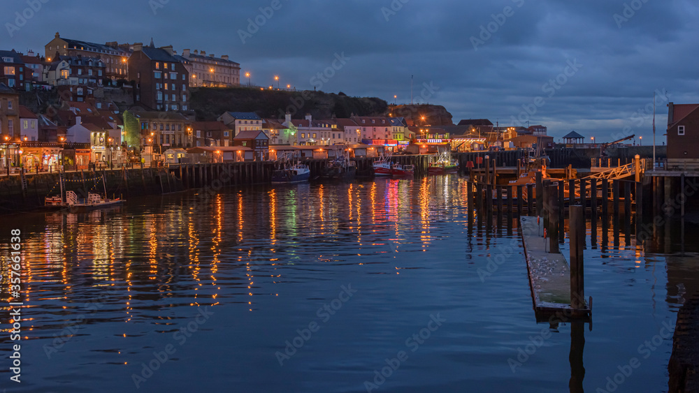 Whitby harbour in the evening