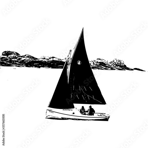 Segelboot an der Küste