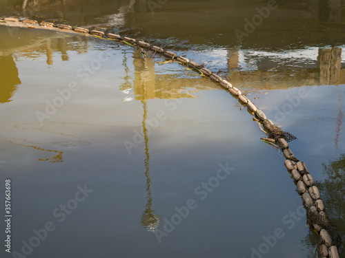 Принти на полотні buoy entrap garbage  in canal , prevent  wastrel float to the sea