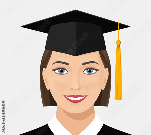 Smiling young woman with graduation cap