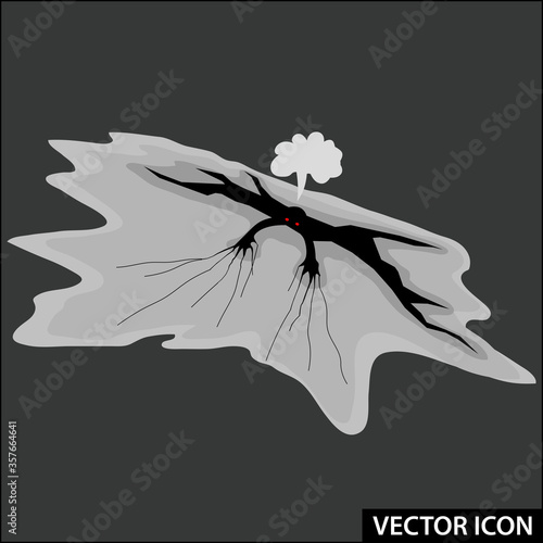vector cartoon icon of a hole in the ground with a monster
