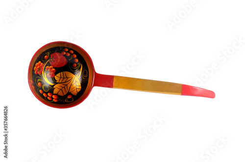 painted wooden spoon on white background