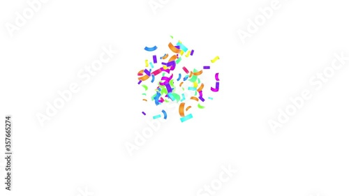 Colorful 3D blast of confetti falling with alpha channel