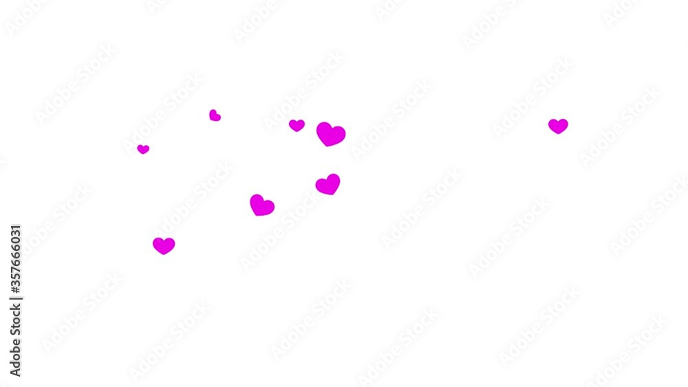 Hearts fly to the top and burst at the end with alpha channel