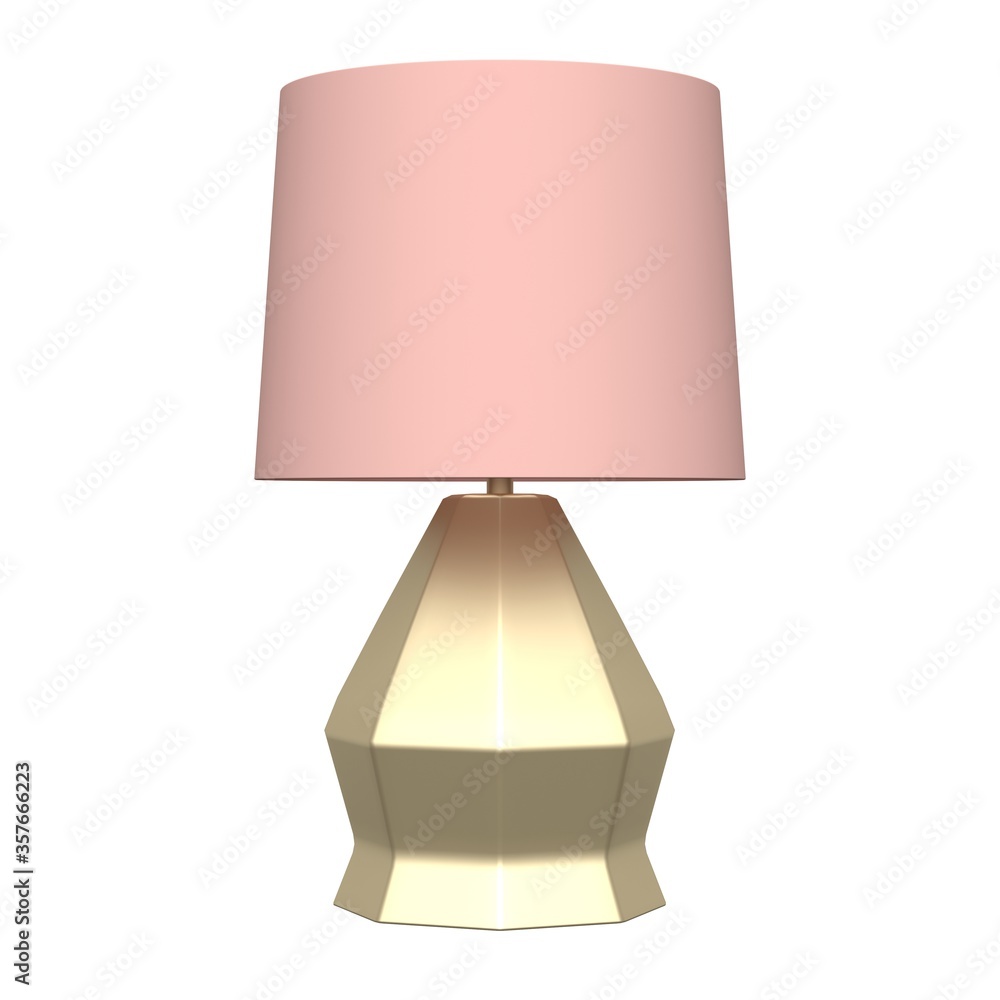 Modern golden with pink table lamp on a white background. 3d rendering Modern golden with pink table lamp on a white background. 3d rendering