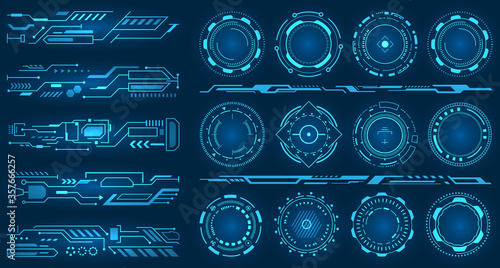 Set Element for Futuristic Design. Interactive Interface Control Panels