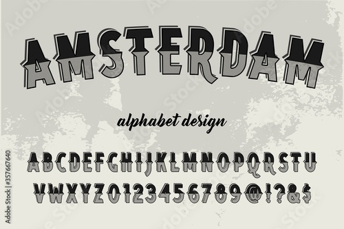 alphabet lettering font, typeface vector, vintage font, black style background