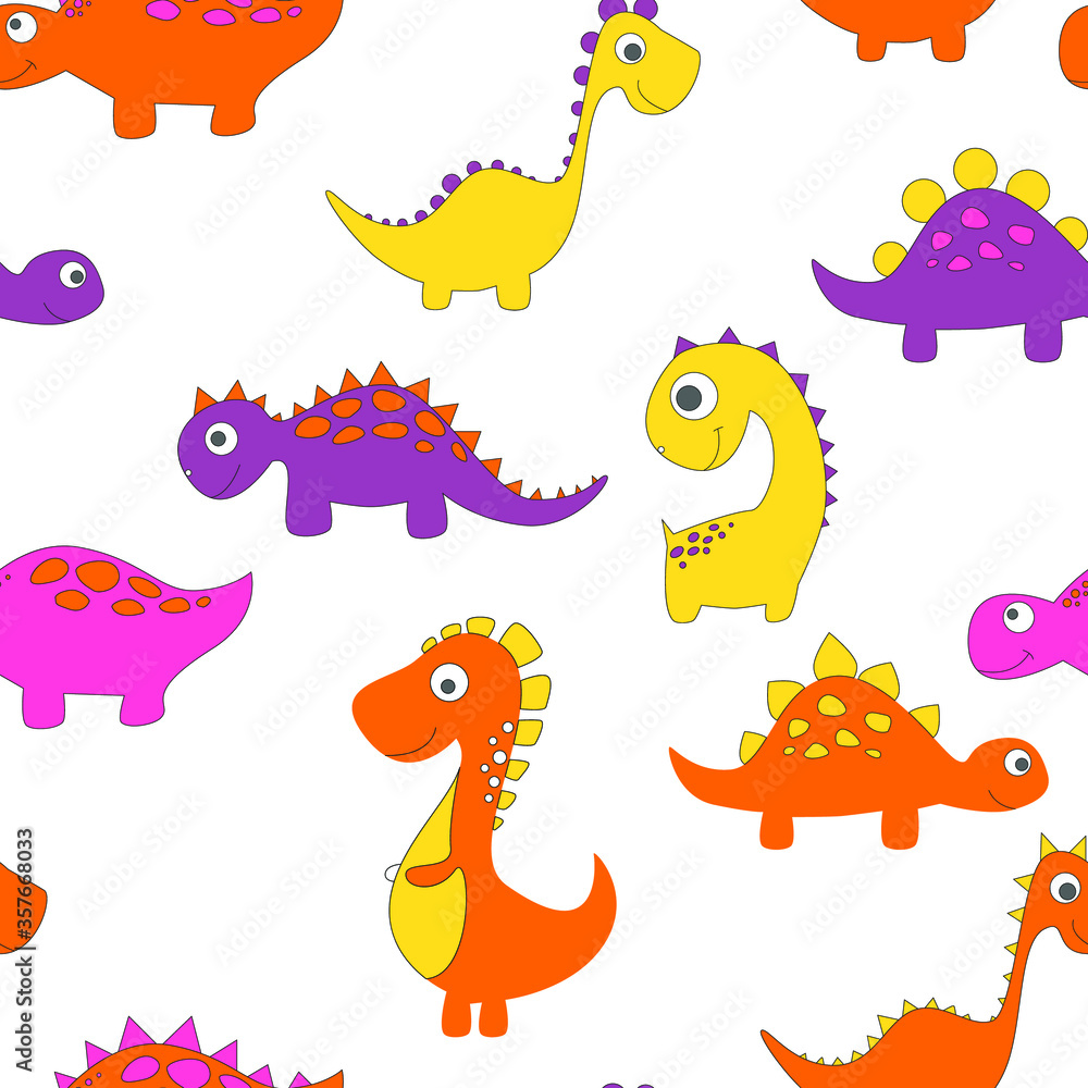 Childish dinosaur seamless pattern for fashion clothes, fabric, t shirts. hand drawn vector Childish dinosaur seamless pattern for fashion clothes, fabric, t shirts. hand drawn vector