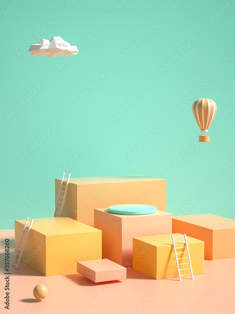 Creative drawing of 3D simulation scene product stand Creative drawing of 3D simulation scene product stand