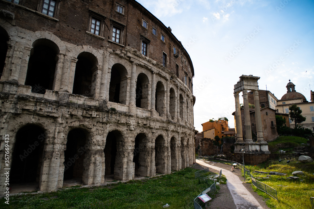 Theater and temple in Rome