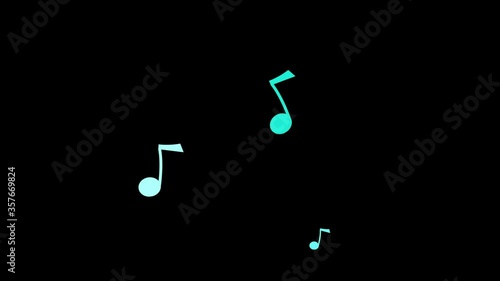 Musical Notes Flying on black background