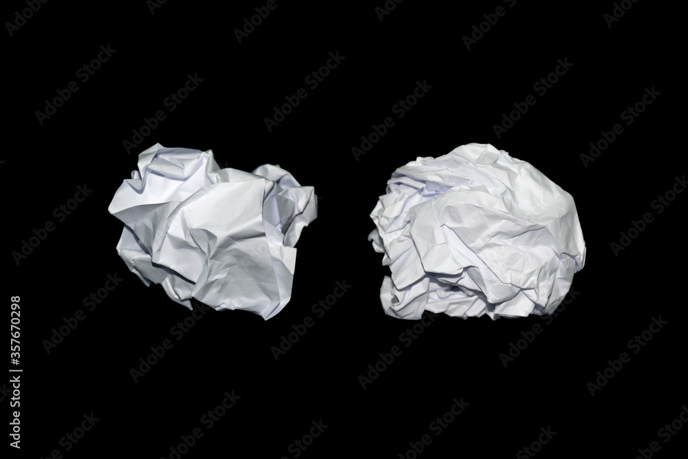 crumpled paper isolated on black