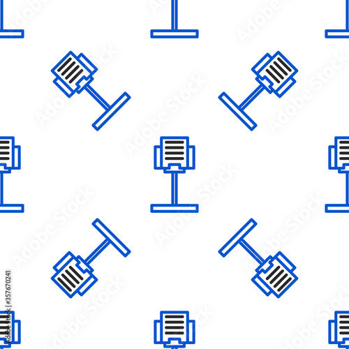 Line Music stand icon isolated seamless pattern on white background. Musical equipment. Colorful outline concept. Vector