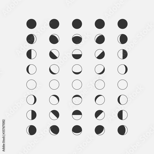 Moon phases icons in different parts of the world.