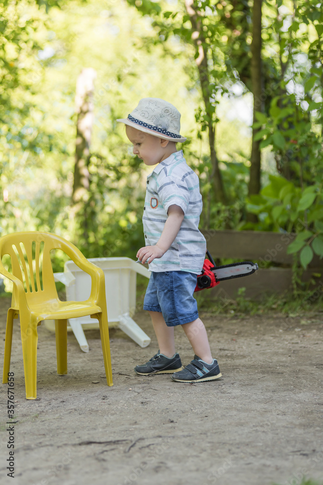 two-year-old boy outside