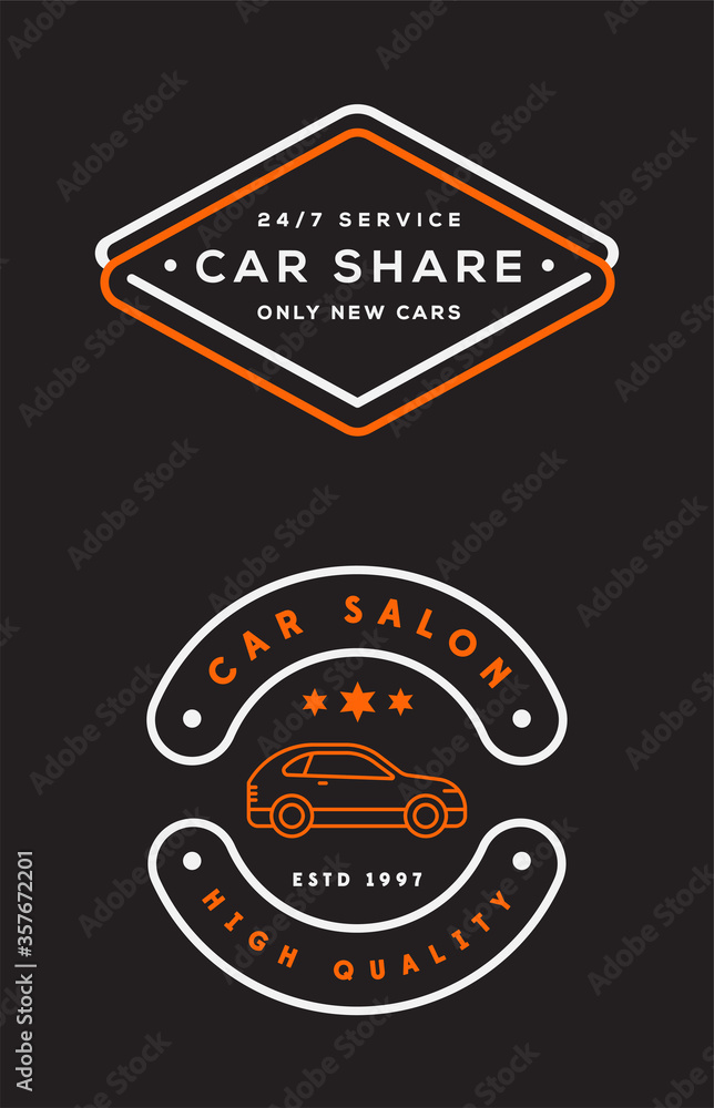 Obraz premium Set of Vector Car Rental Service Elements can be used as Logo or Icon in premium quality