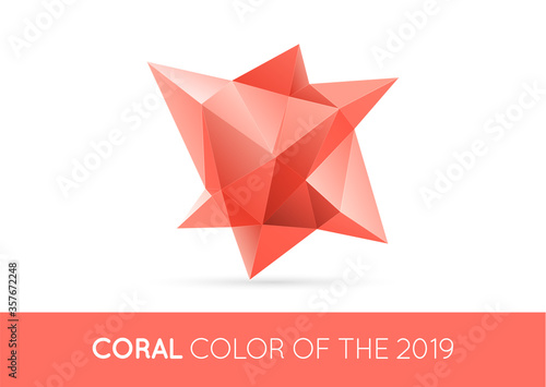 Free Download Trendy Crystal Triangulated Gem Sign Element in Trendy Coral Color. Geometric Low Polygon Style. Visual Identity. Vector - GFXLoad