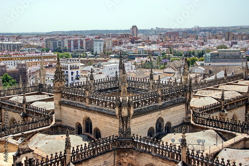 City View from Giralda Spire Bell Tower in Seville Cathedral in Andalusia Spain. © othman
