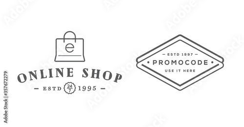 Set of E-Commerce Online Shopping Signs with Icons.