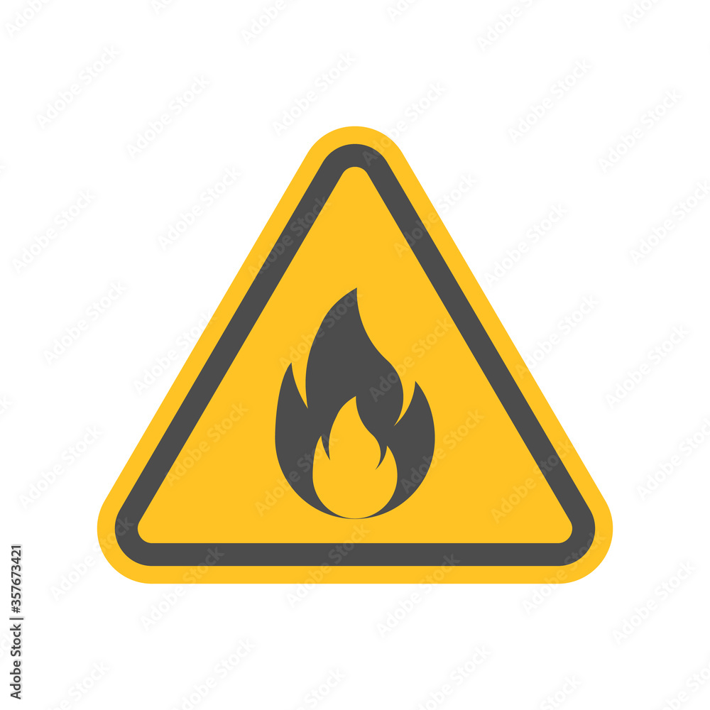 Fire warning icon isolated on white background. Vector illustration. Fire warning icon isolated on white background. Vector illustration.
