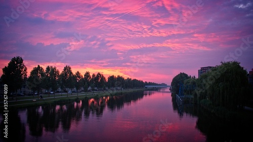 pink sunset over the river