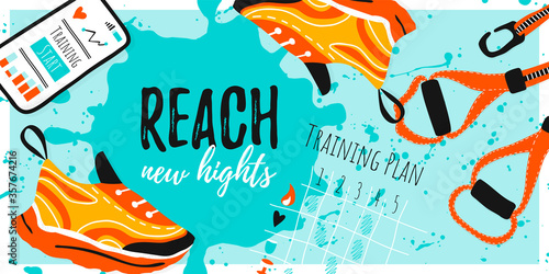 Template vector banner for sport with shoe 