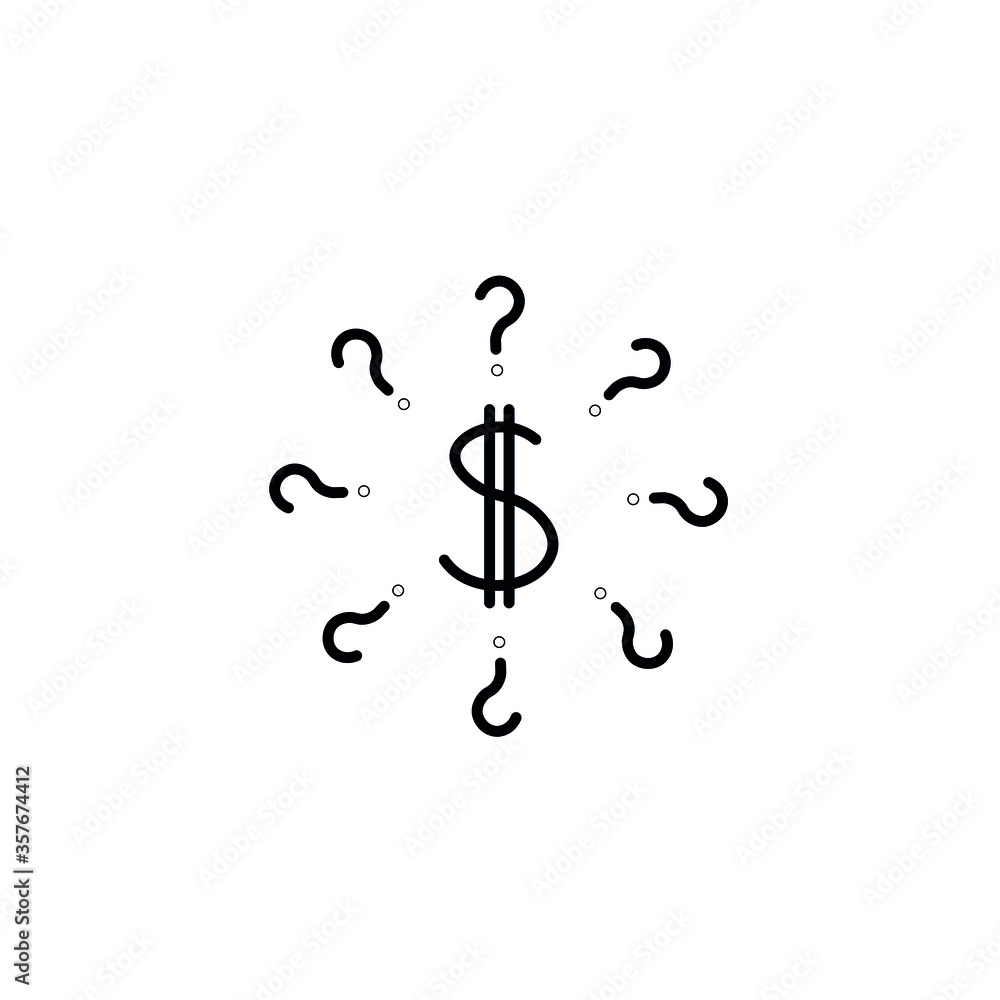 dollar and question marks, like course change and instability. dollar sign simple line icon vector illustration. Editable stroke.
dollar and question marks, like course change and instability. dollar sign simple line icon vector illustration. Editable stroke.