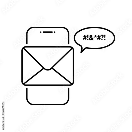 linear phone with negative message icon