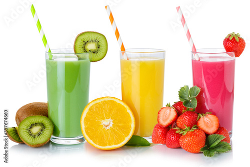 Fruit juice smoothie smoothies drink drinks straw fruits glass isolated