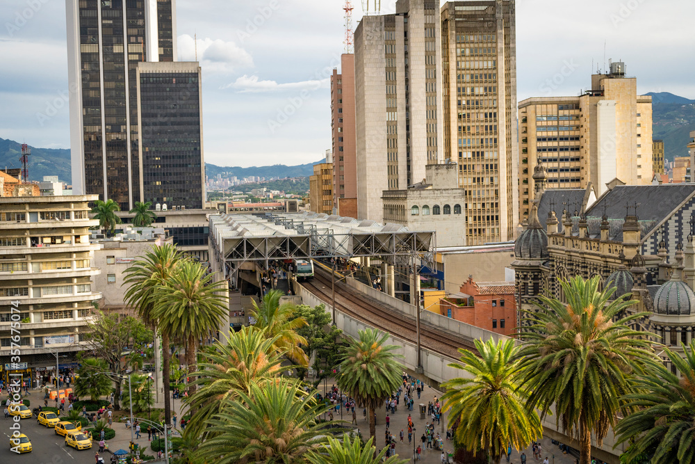 Fototapeta premium Medellín, Antioquia / Colombia. February 25, 2019. The Medellín metro is a massive rapid transit system that serves the city