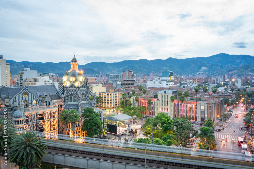 Obraz premium Medellín, Antioquia / Colombia. February 25, 2019. The Medellín metro is a massive rapid transit system that serves the city
