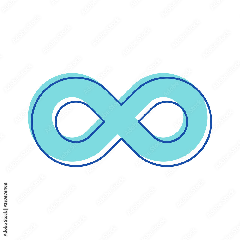 Infinity Symbol. Curve Contour in Shape of Eight Number, Unlimited Cyclicity Label, Thickness Style Loop Isolated on White Background. Symbol of Repetition and Forever. Linear Vector Illustration