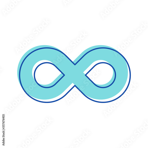 Infinity Symbol. Curve Contour in Shape of Eight Number, Unlimited Cyclicity Label, Thickness Style Loop Isolated on White Background. Symbol of Repetition and Forever. Linear Vector Illustration