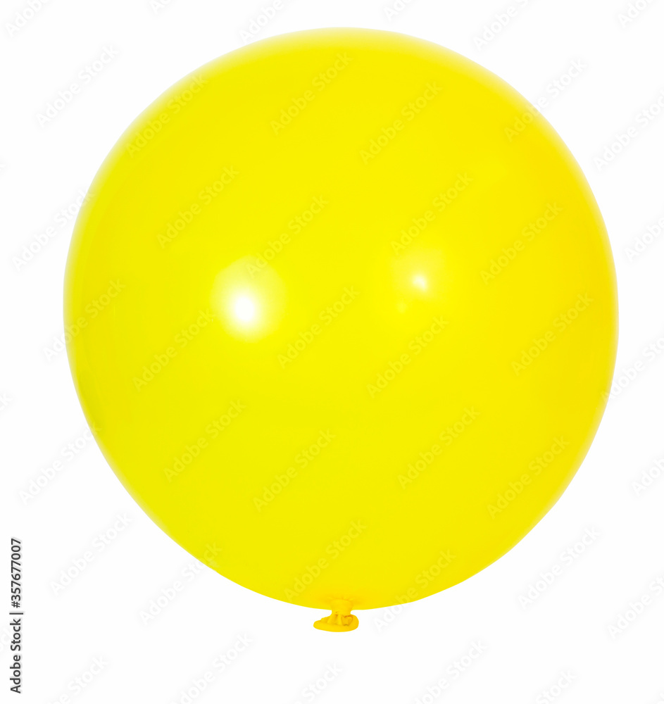 Round yellow balloon isolated on white.