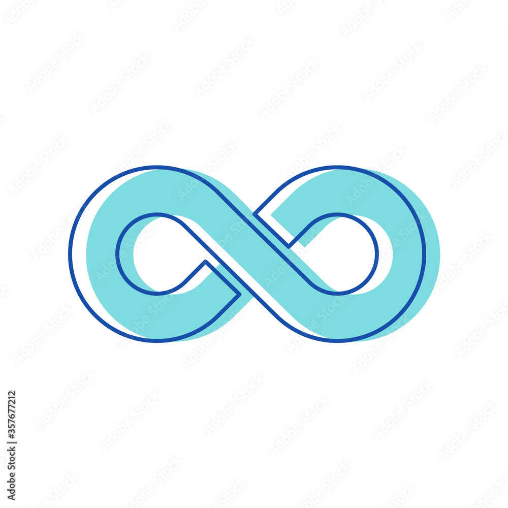 Infinity Symbol Isolated on White Background. Design Element for Company Branding. Blue Contoured Thickness Style Symbol of Repetition and Unlimited Cyclicity. Linear Vector Illustration, Icon, Sign Infinity Symbol Isolated on White Background. Design Element for Company Branding. Blue Contoured Thickness Style Symbol of Repetition and Unlimited Cyclicity. Linear Vector Illustration, Icon, Sign