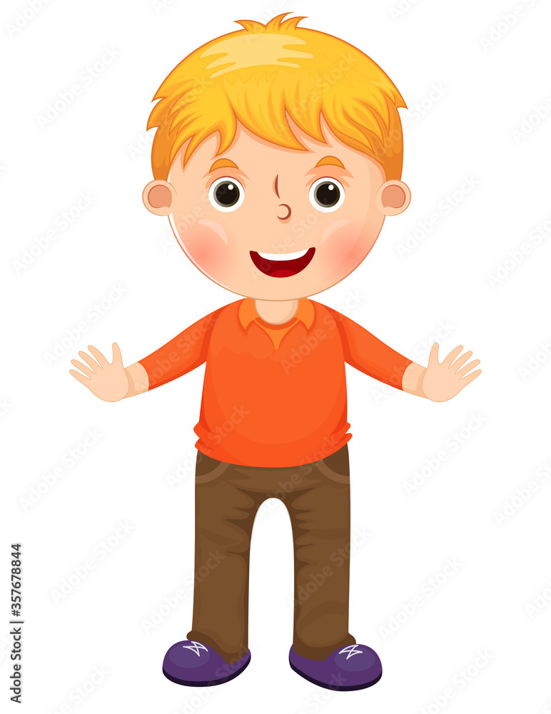 Cute cartoon little boy character vector illustration