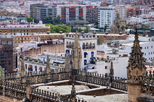 City View from Giralda Spire Bell Tower in Seville Cathedral in Andalusia Spain. © othman