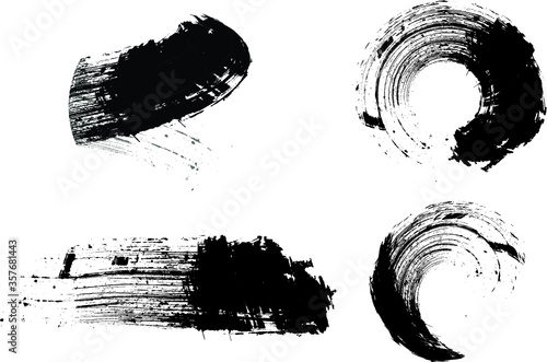 Grunge Paint stripe . Vector brush Stroke . Distressed banner . Black isolated paintbrush collection . Modern Textured shape . Dry border in Black . 