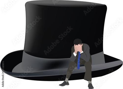 black cylinder with desperate distinct person