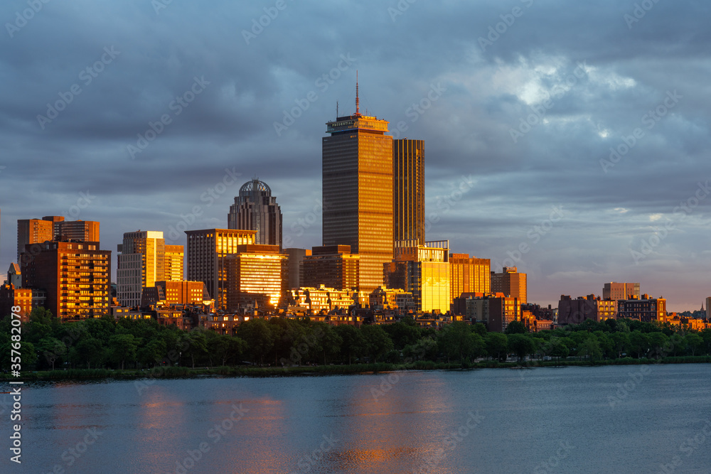 Obraz premium The night time Boston skyline