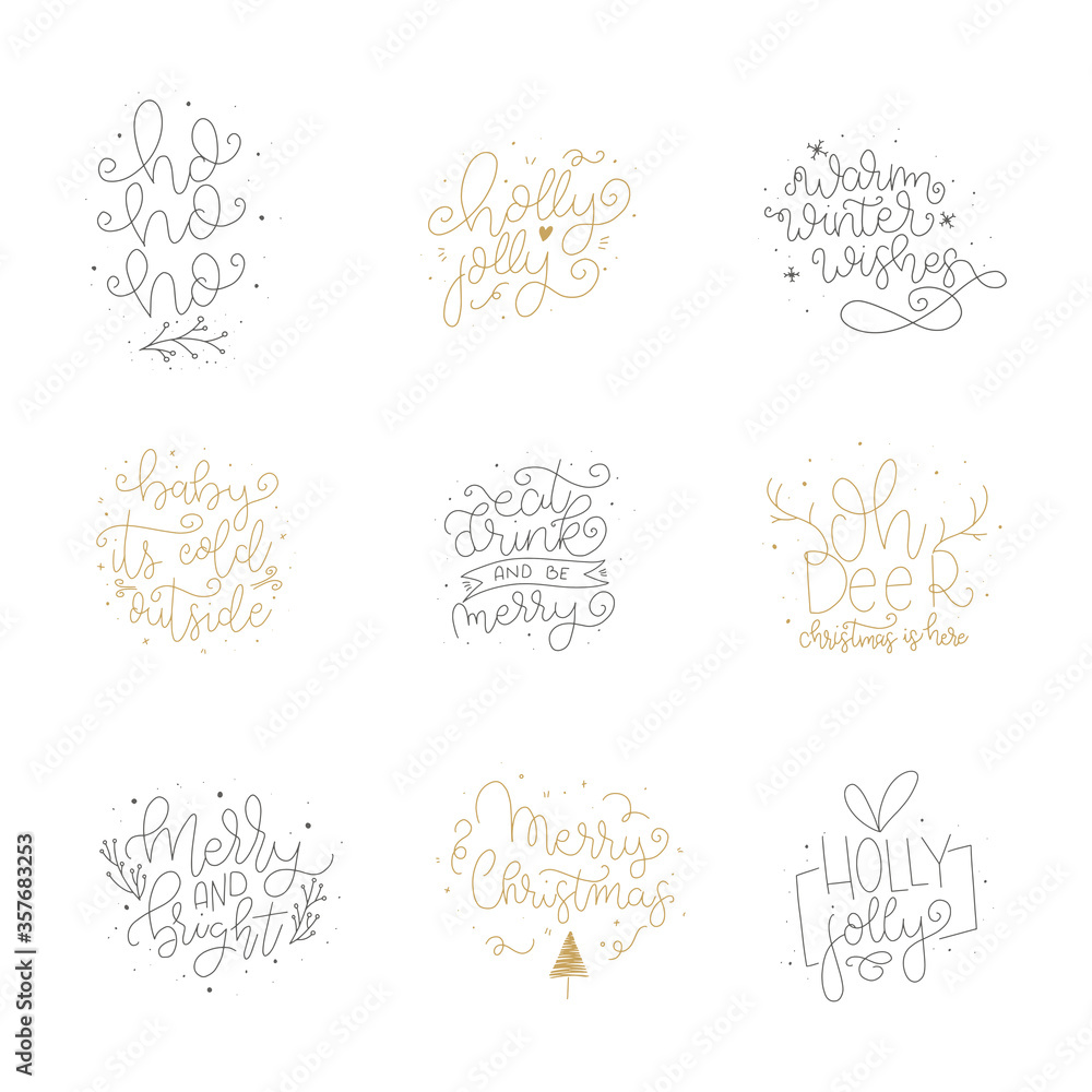 Set of Merry Christmas and Happy New Year 2020 handlettered card designs. Christmas phrases. Merry Christmas. Hapy New Year. 2020. Set of Merry Christmas and Happy New Year 2020 handlettered card designs. Christmas phrases. Merry Christmas. Hapy New Year. 2020.