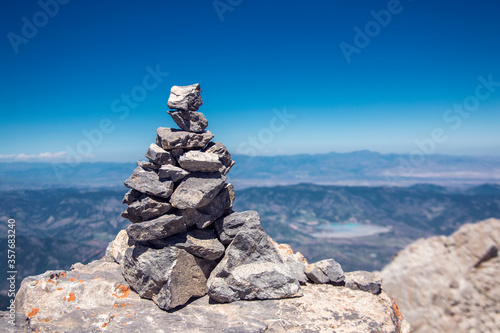 Balanced stone tower on the ground © Vahagn