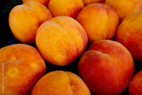 Heap of Fresh Ripe Peaches For Sale on the Market